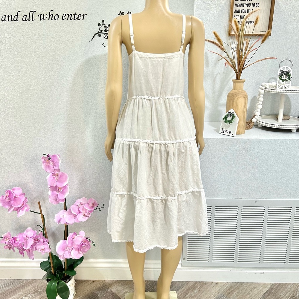 Wyeth by Todd Magill Silk White Boho Midi Dress XS 🦋 $135 (P 16”) - Picture 5 of 7